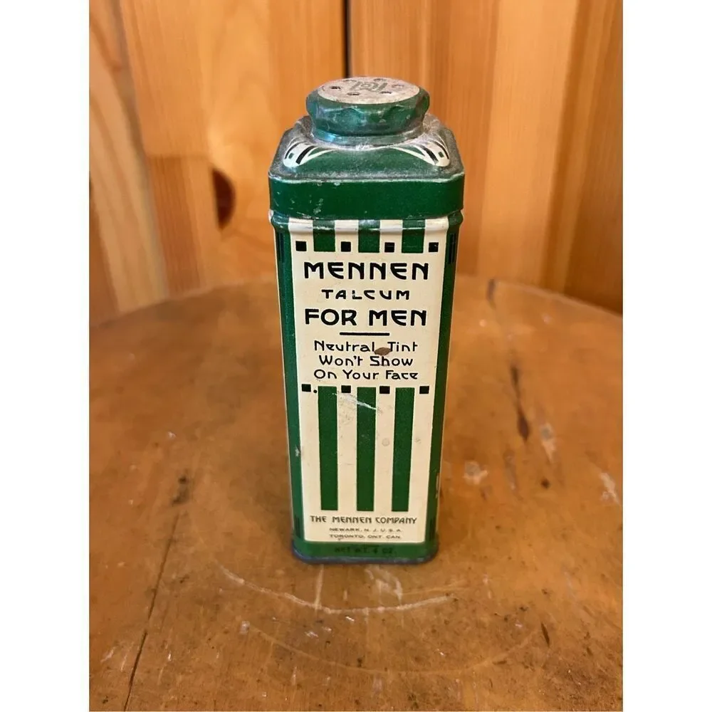 Antique Art Deco Mennen Talcum Powder After Bath Men￼Natural Advertising TIN (82